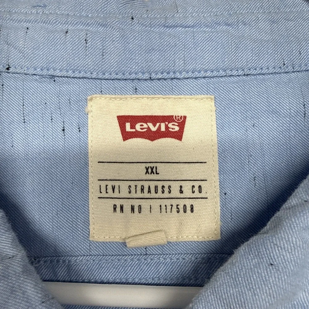 Levi's Blue Ripstop Cotton Button Up Shirt Size 2XL XXL Mens Long Sleeves